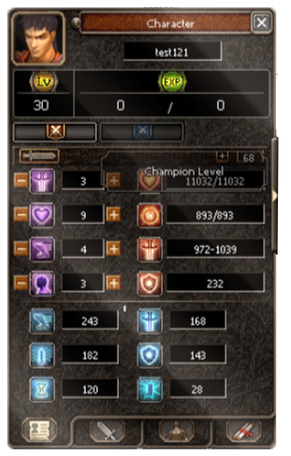 Champion level character progression in Project Hera